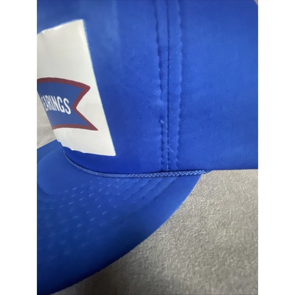 Distressed Banner Bearings‎ Trucker Hat Mens OSFA Blue Vintage Snapback Mesh Cap